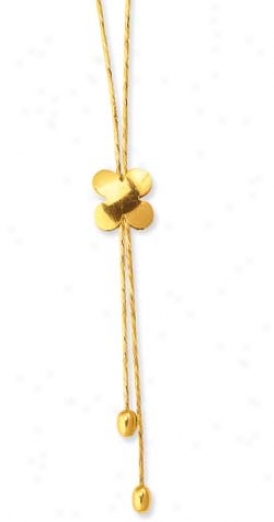 14k Yellow Fancy Flower Necklace - 18 Inch