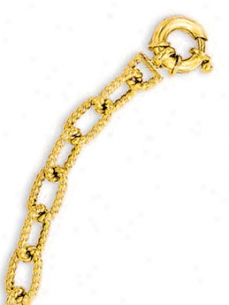 14k Yellow Fancy Link Bracele - 7.25 Inch