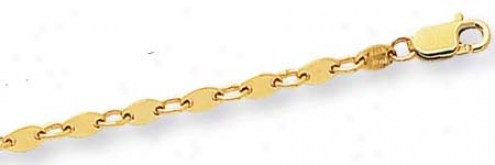 14k Yellow Fancy Oval Design Anklet - 10 Inch