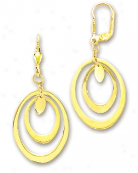 14k Yellow Fancy Oval Drop Earrings