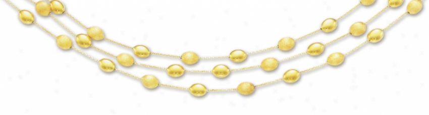 14k Yellow Fancy Pebbles Necklace - 17 Inch
