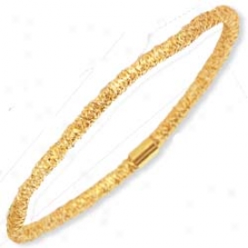 14k Yellow Fancy Stretchable Mesh Bracelet - 7 Inch