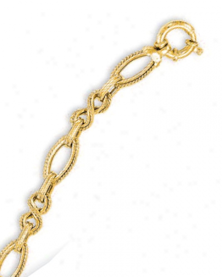 15k Yellow Fancy Twirl Link Bracelet - 7.5 Inch