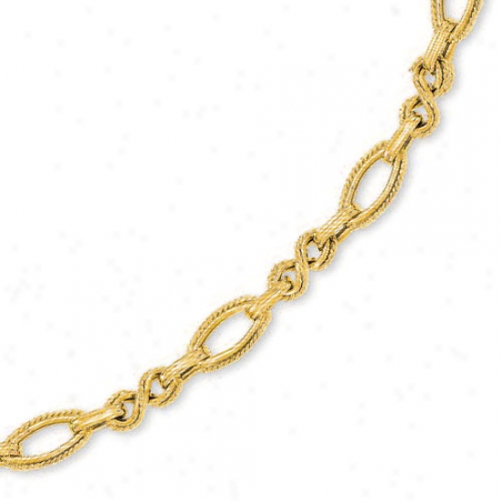 14k Yellow Fancy Twirl Link Necklace - 17 Inch