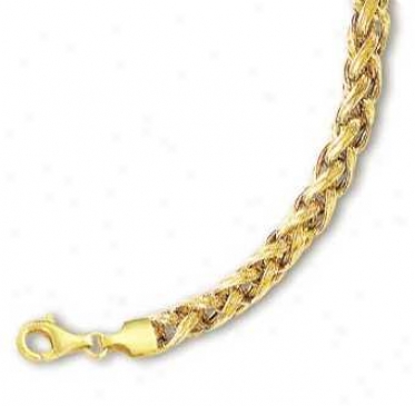 14k Yellow Fancy Wheat Bracellet - 7.5 Inch