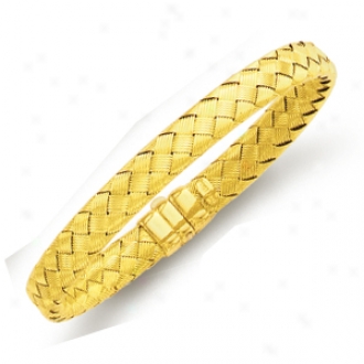 14k Yellow Fancy Woven Bangle - 7 Inch