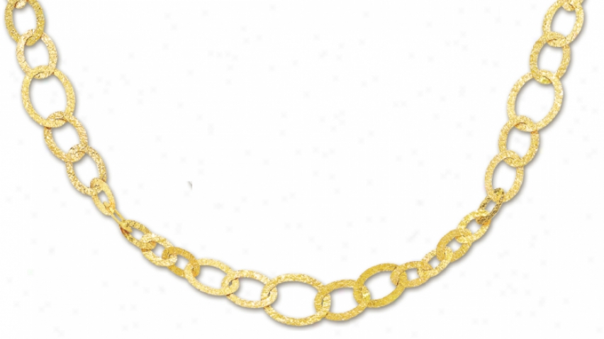 14k Yellow Fashionable Steep Circle Link Necklace - 38 Inch