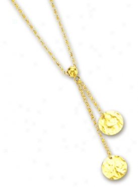 14k Yellow Fashionable Circular Link Necklace - 17 Inch