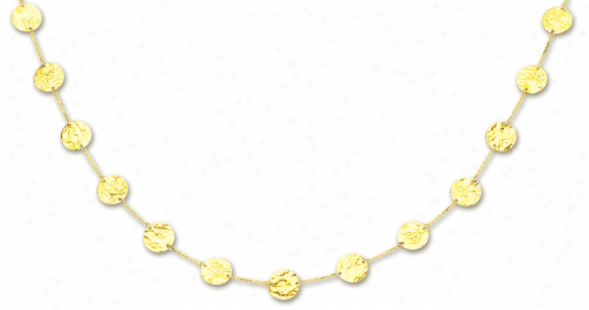 14k Yellow Fashionable Circular Link Ndcklace - 38 Inch