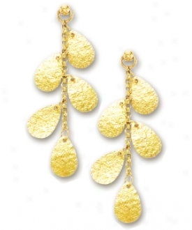 14k Yellow Fashionable Tear Drop Member Earrings