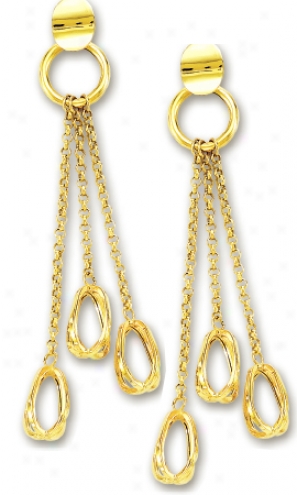 14k Yellow Fashionable Triple Distil Earrings