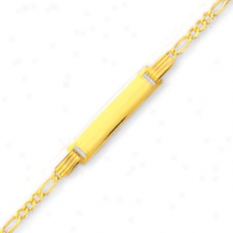 14k Yellow Figaro Link Childrens Id Bracelet - 6 Inch