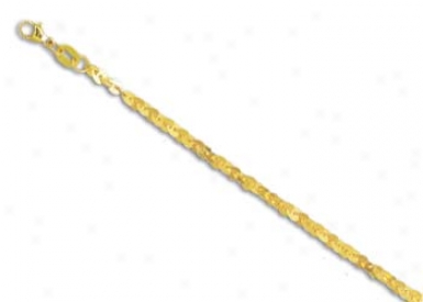 14k Yellow Flat Heart Link Anklet - 10 Inch