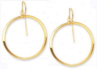 14k Yellow French Wire Hoop Earrings