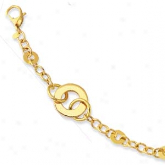 14k Yellow Geometric Link Lobster Claw Bracelet - 7.5 Inch