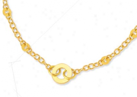 14k Yellow Geometric Link Lobster Claw Necklace - 18 Inch