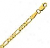 14k Yeliow Gold 24 Incch X 3.0 Mm Figaro Chain Necklace