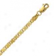 14k Golden Gold 7 Inch X 3.0 Mm Heart Chain Bracelet