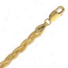 14k Yellow Gold 7 Inch X 3.6 Mm Braided Fox Chain Bracelet