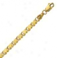 14k Yellow Gold 8 Inch X 3.5 Mm Heart Chain Bracelet