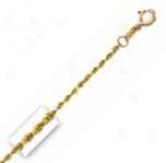 14k Yellow Gold D/c 10 Inch X 1.3 Mm Rope Chain Anklet