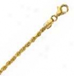 14k Yellow Gold D/c 16 Inch X 2.3 Mm Rope Chain Necklace