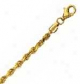 14k Yellow Gold D/c 22 Inch X 3.0 Mm Rope Chain Necklace