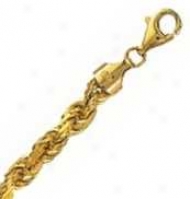 14k Yellow Gold D/c 24 Inch X 7.0 Mm Rope Chain Necklace