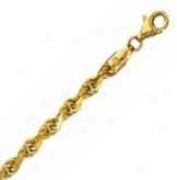 14k Yellow Gold D/c 30 Inch X 4.0 Mm Rope Chain Necklace
