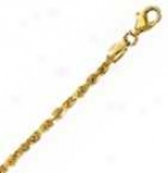 14k Yellow Gold D/c 7 Inch X 2.5 Mm Rope Chain Bracelet