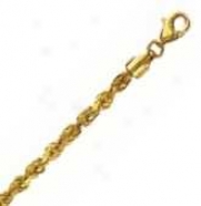 14k Yellow Gold D/c 8 Inch X 3.5 Mm Rope Chain Bracelet