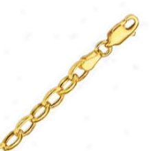 14k Yel1ow Gold Oval 7 Inch X 4.0 Mm Rolo Chain Bracelet