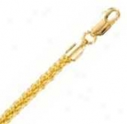 14k Yellow Gold Round 22 Inch X 3.4 Mm Wheat Chain Necklace