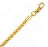 14k Yellow Gold Round 30 Inch X 2.5 Mm Wheat Chain Necklace