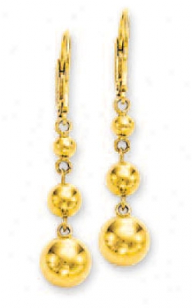 14k Yellow Graduated Triple Ball Earrings