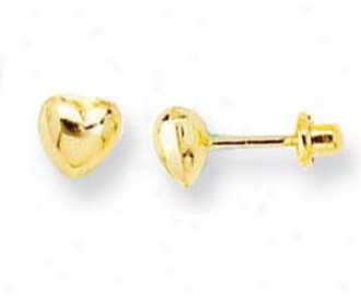 14k Yellow Heart Childrens Post Earrings