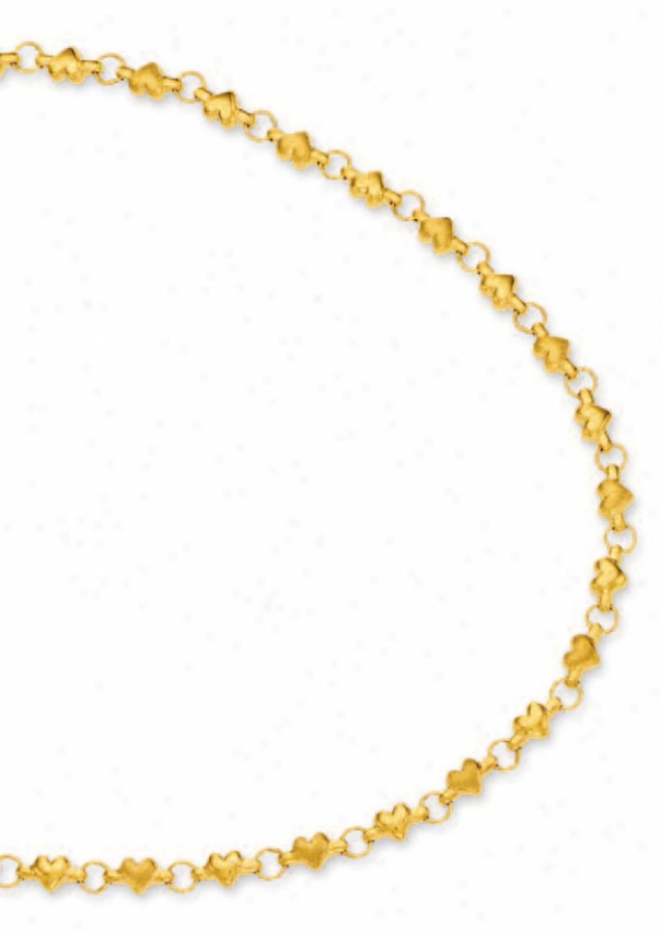 14k Yellow Disposition Shaped Station-house Necklace - 16 Inch