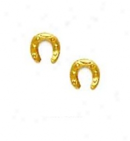 14k Yellow Horse Shoe Friction-back Post Earrings