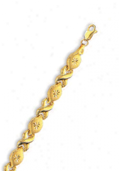 14k Yellow Hugs And Kisses D-cut Bracelwt - 7 Inch