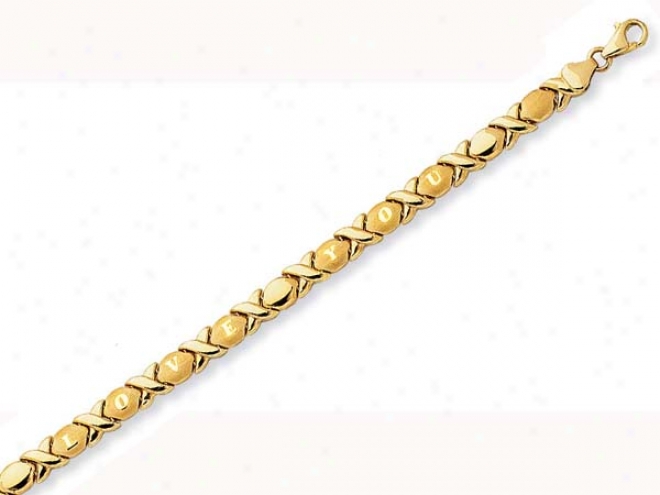 14k Yellow I Love You Xo Bracelet - 7.25 Inch