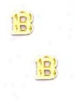 14k Yellow Initial B Friction-back Place Earrings