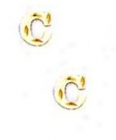 14k Yellow Initial C Friction-back Post Earrings