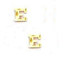 14k Yellow Initial E Friction-back Post Earrings