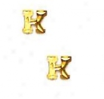 14k Yellw Initial K Friction-back Place Earrings