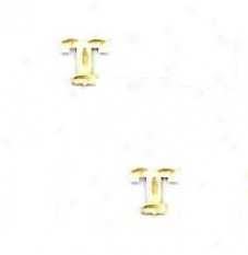 14k Golden Initial T Friction-back Post Earrings