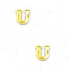 14k Yellow Initial U Friction-back Place Earrings