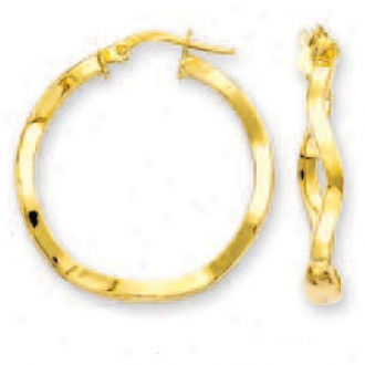 14k Yellow Large Undulating Hoop Earrings