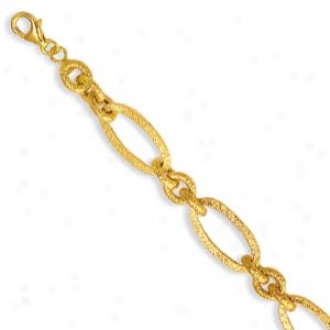 14k Yellow Link With Lobster Claw Bfacelet - 7.5 Inch