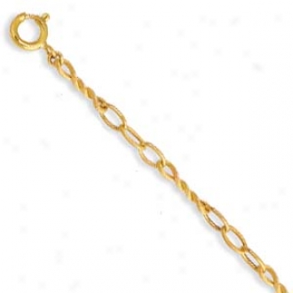 14k Yellow Link With Spring Claspp Bracelet - 7.5 Inch