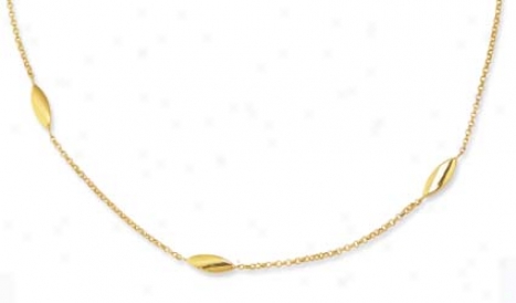 14k Yellow Long Marquis Link Necklace - 56 Inch